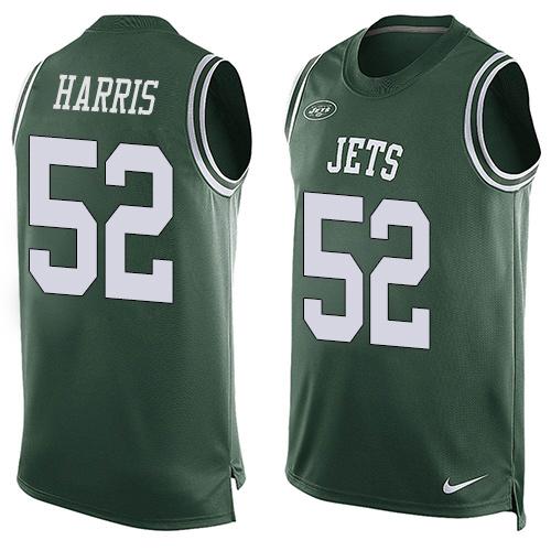 Nike Jets #52 David Harris Green Team Color Men's Stitched NFL Limited Tank Top Jersey - Click Image to Close